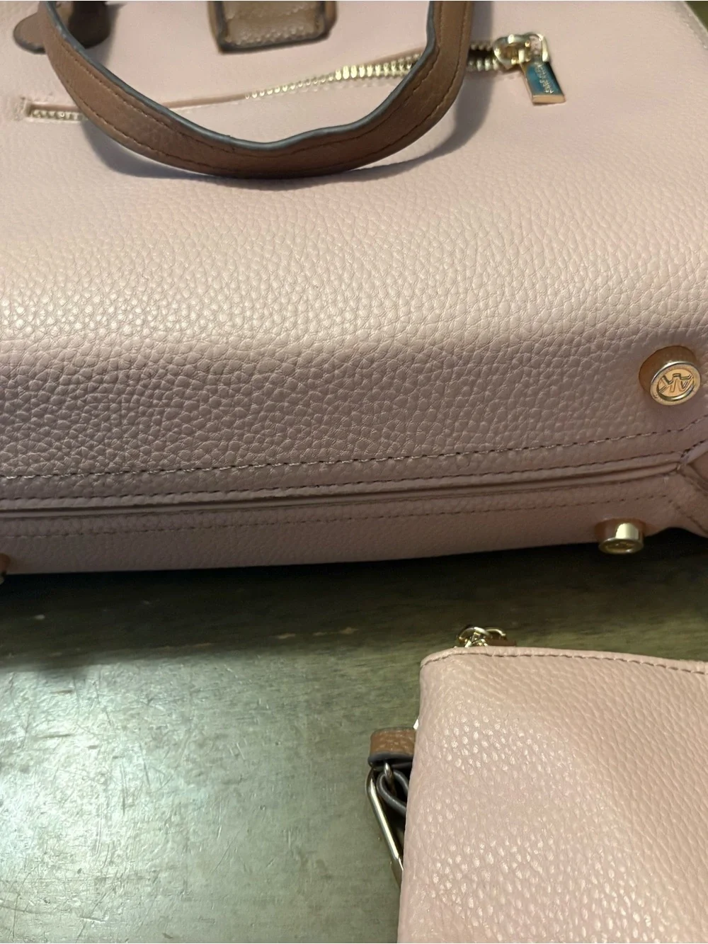 Anne Klein Blush Pink Tote with Brown Accents